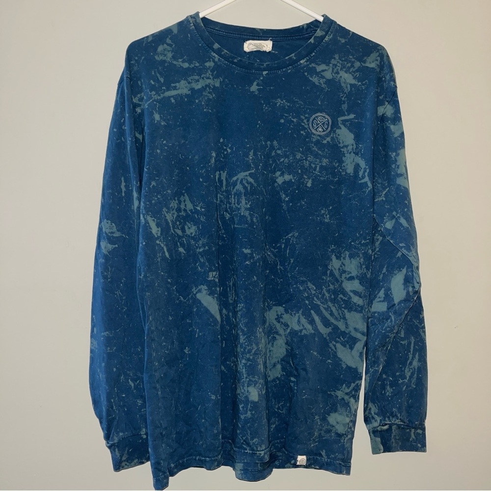 Sand Cloud Blue and Aqua Tie Dye Long Sleeve T-Shirt (Size M)